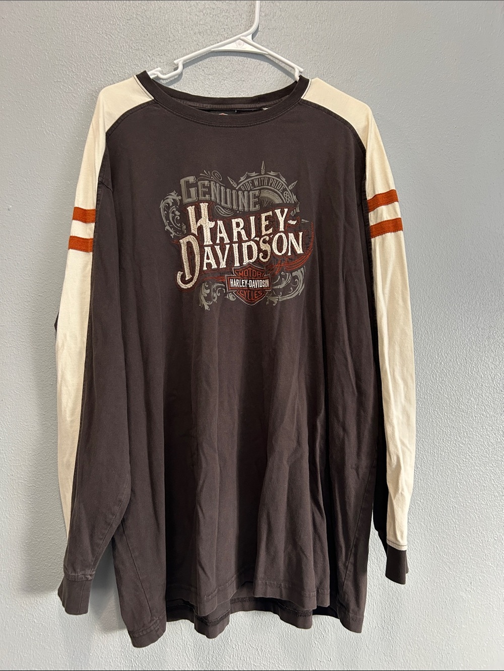 Harley-Davidson Men’s Long Sleeve Raglan Shirt - Brown/Cream
